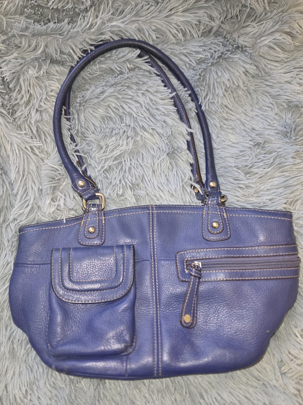Classic Blue Tignanello Leather Tote Bag - Women's Handbag